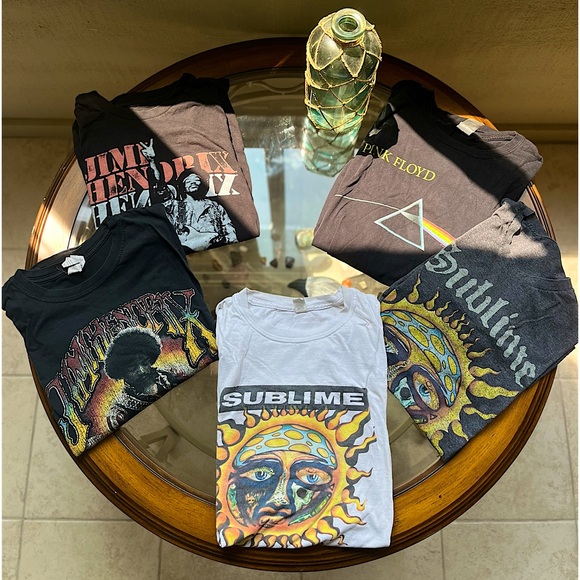 Other - 🎸 BAND TEE BUNDLE🎸- 4 Short Sleeve 1 Long Sleeve size Lg